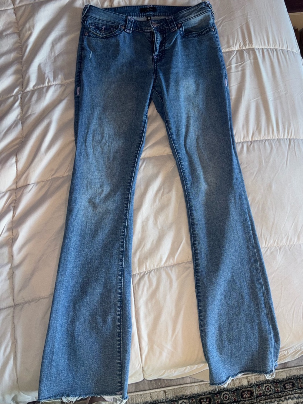 True Religion Women's Flare Jeans in Medium Blue Wash